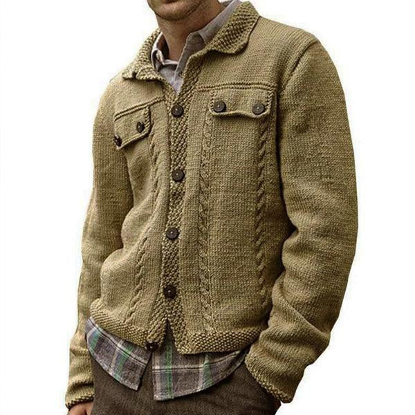 men's-lapel-single-breasted-knit-sweater-jacket