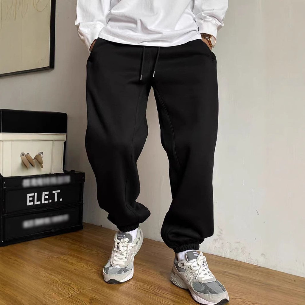 men's-casual-solid-color-loose-drawstring-sweatpants