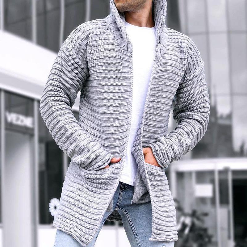 men's-solid-stand-collar-mid-length-knit-cardigan