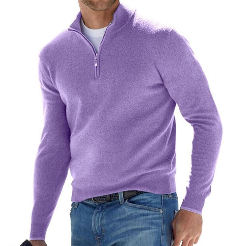 men's-solid-color-zip-pullover-sweater