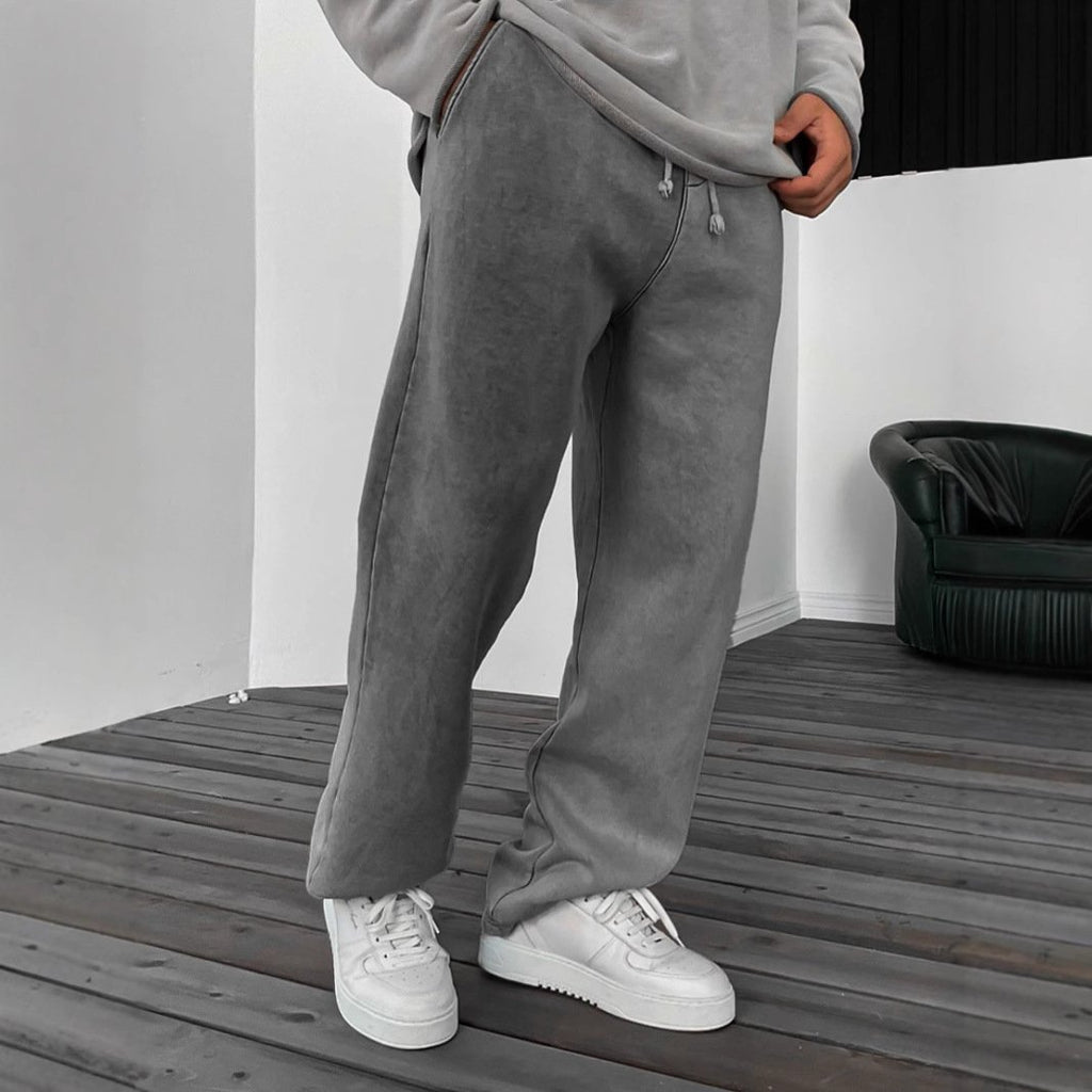 men's-solid-color-loose-elastic-waist-sports-pants