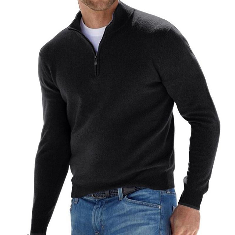 men's-solid-color-zip-pullover-sweater