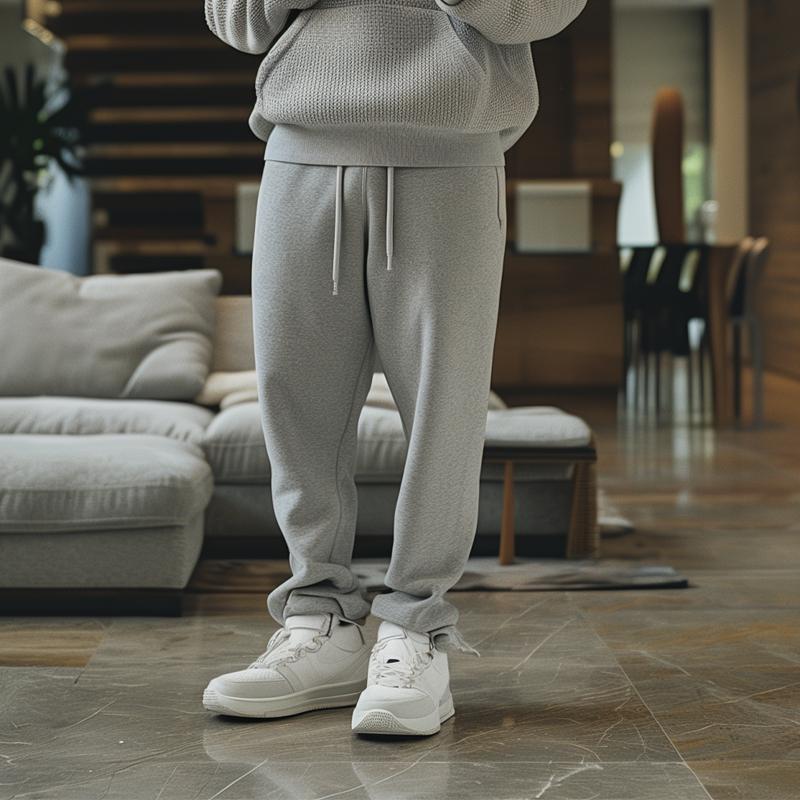 Solid Color Loose Drawstring Sweat Pants