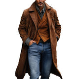 Vintage Solid Single Breasted Suede Coat - DUVAL