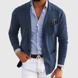 Casual Notch Lapel Single-breasted Slim-fit Knitted Blazer