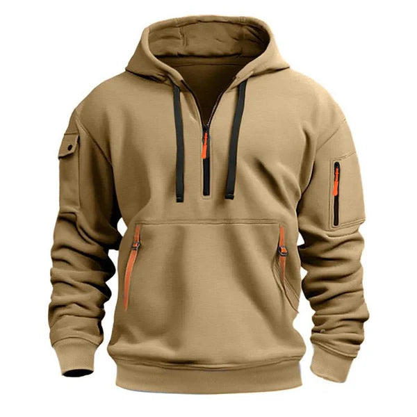 Casual Sports Multi-Zip Embroidered Hoodie