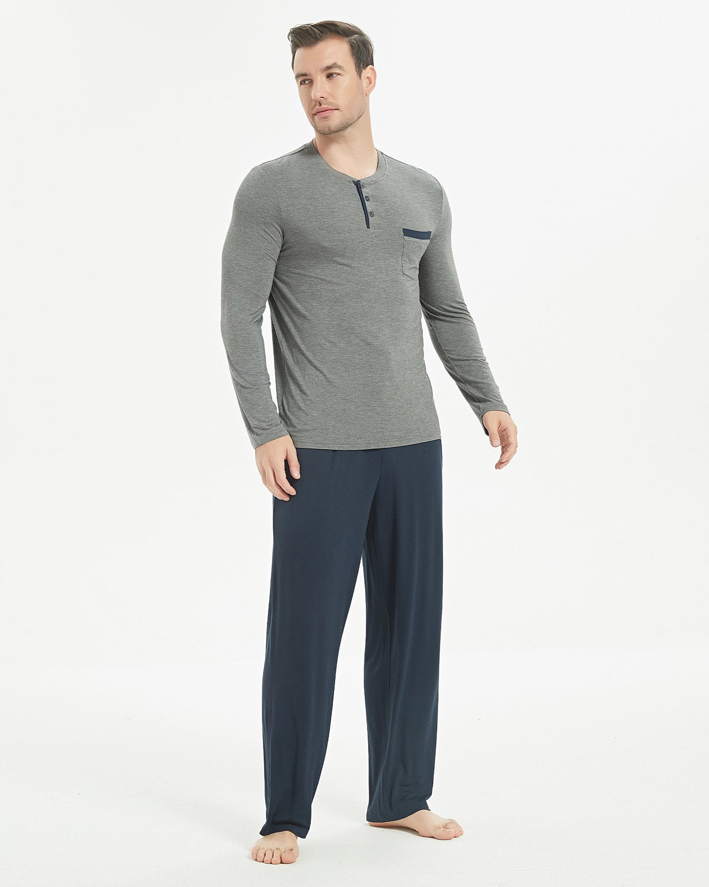 Bamboo Henley Long Sleeve Pajama Set