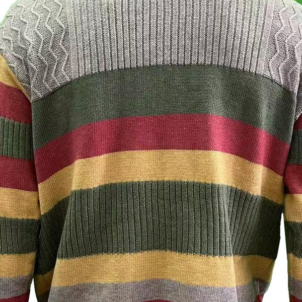 Turtleneck Color Block Striped Knitted Sweater