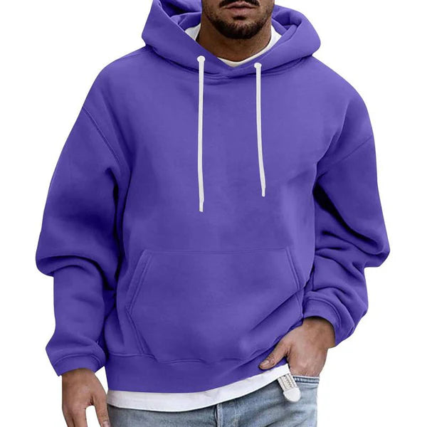 Solid Color Loose Casual Fleece Pocket Hoodie 51863163X