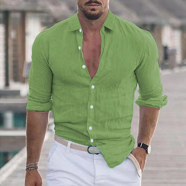 Casual Solid Color Lapel Long Sleeve Shirt