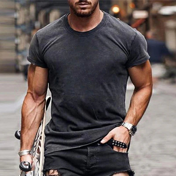 Casual Solid Color Tight Short Sleeve T-Shirt