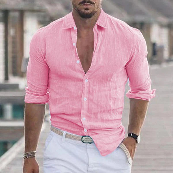 Casual Solid Color Lapel Long Sleeve Shirt