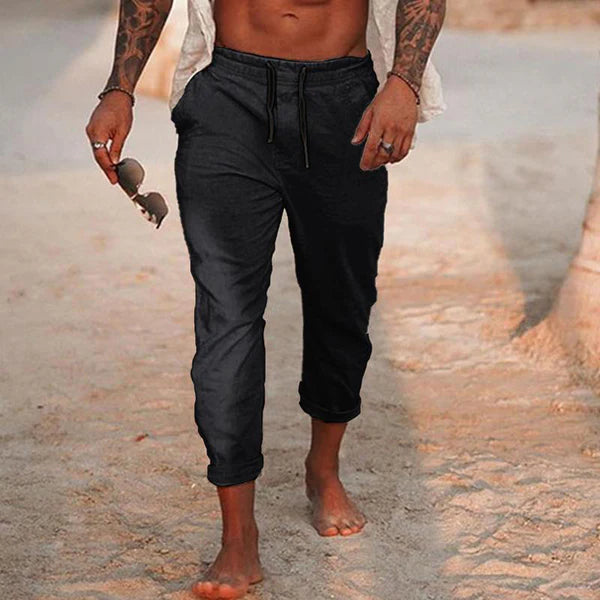 Solid Color Cotton Linen Vacation Pants