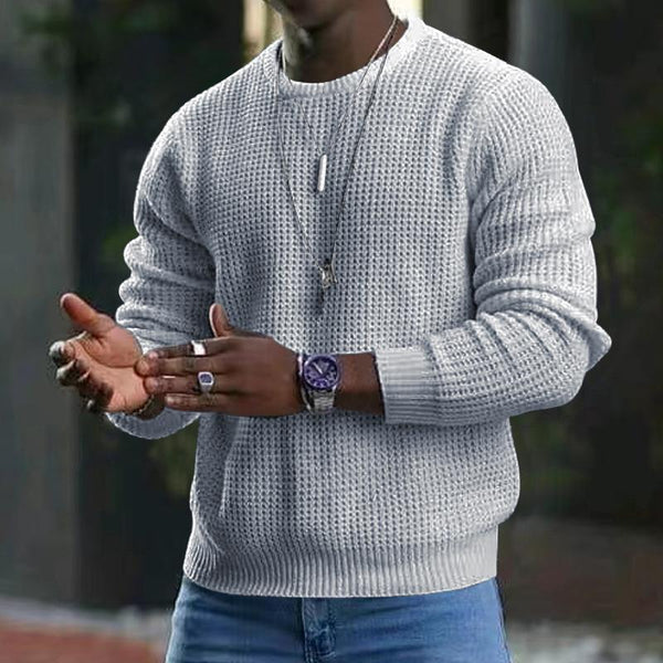 Waffle Long Sleeve Crew Neck Sweater