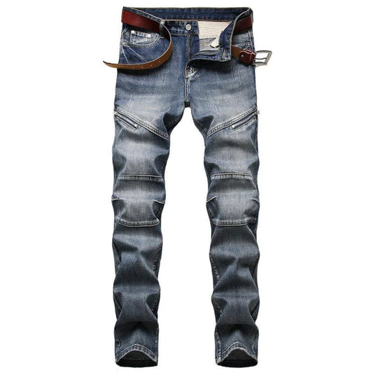 Fashion Distressed Zip Decor Slim Jeans