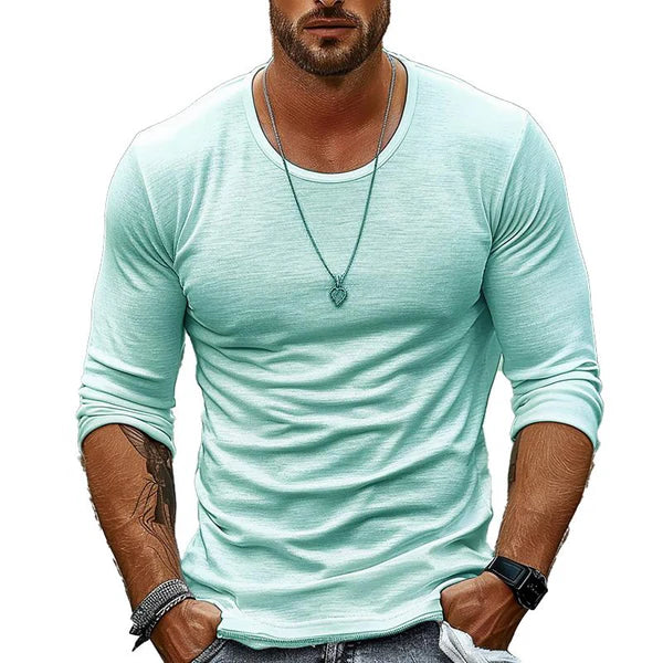 Casual Solid Color Round Neck Long Sleeve T-Shirt