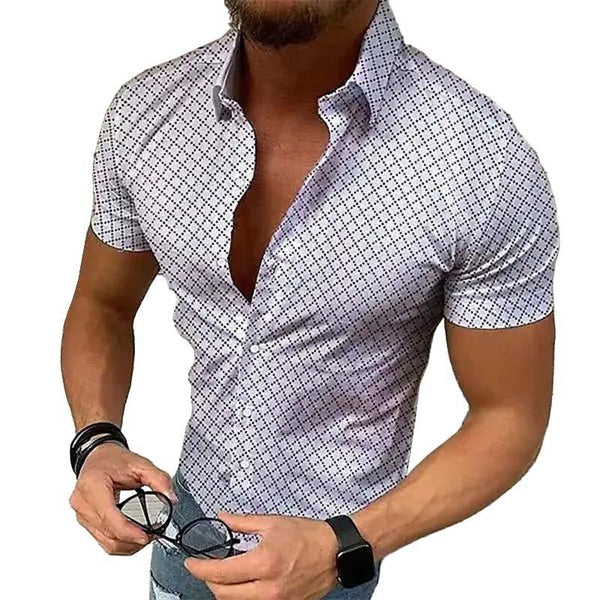 Casual Printed Lapel Short Sleeve Shirt