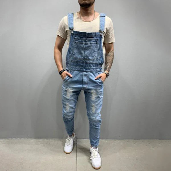 Casual Ripped Denim Overalls