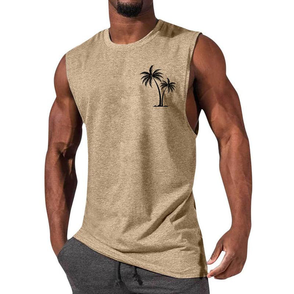 Casual Sports Printed Round Neck Tank Top