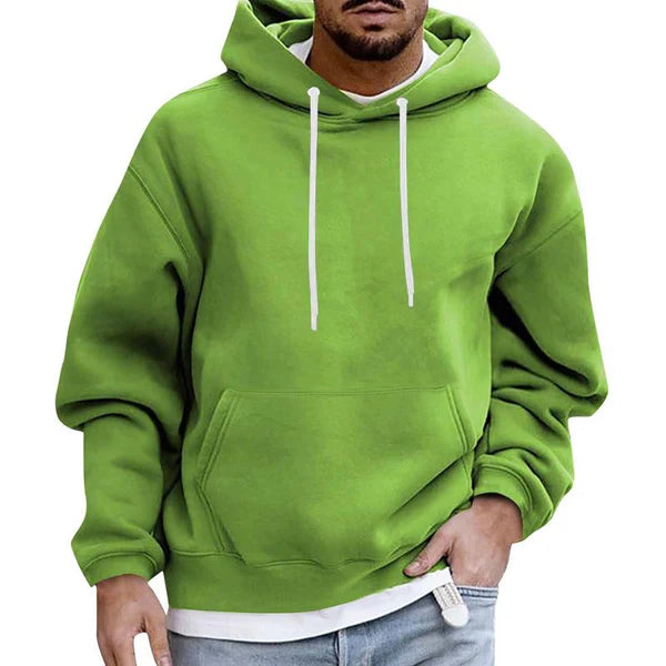 Solid Color Loose Casual Fleece Pocket Hoodie 51863163X