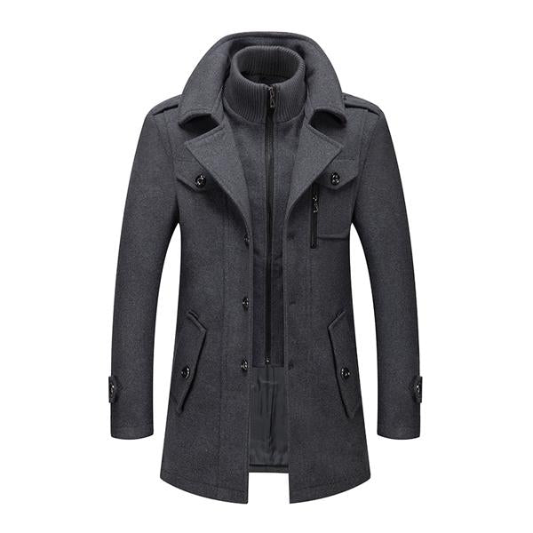 Men's Retro Double Collar Woolen Coat