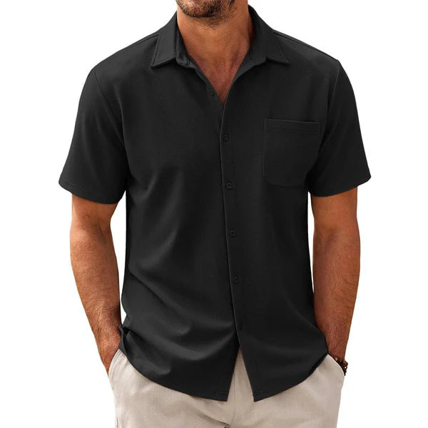 Casual Cotton Blend Short Sleeve Shirt