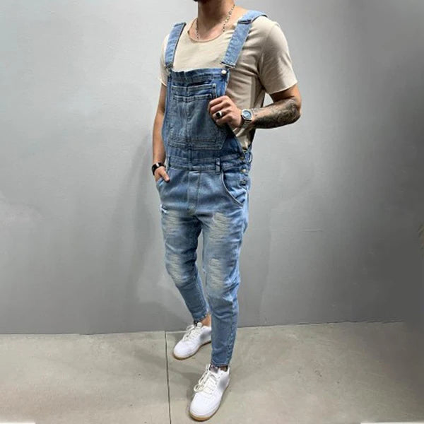 Casual Ripped Denim Overalls