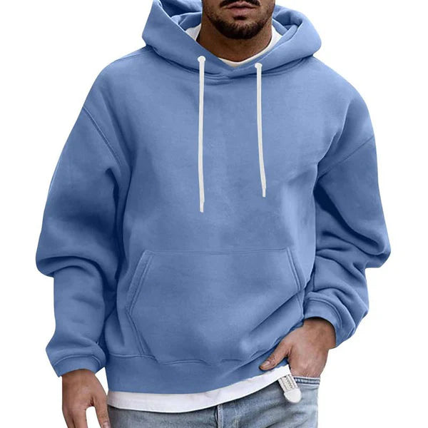 Solid Color Loose Casual Fleece Pocket Hoodie 51863163X