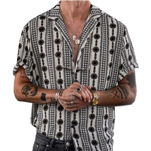 Lapel Print Casual Shirt