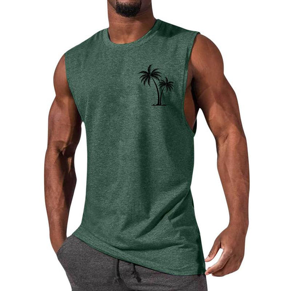 Casual Sports Printed Round Neck Tank Top