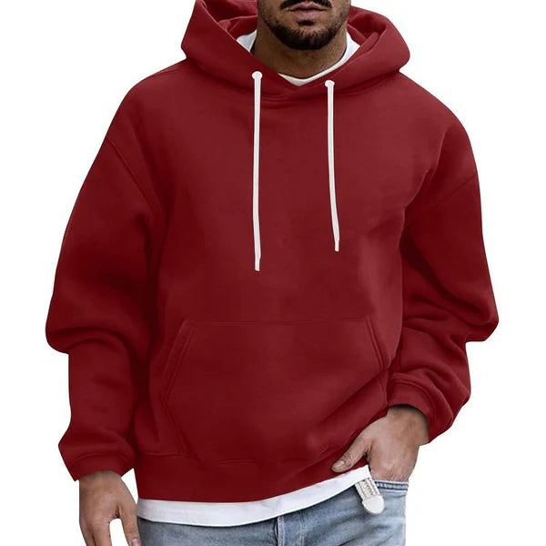 Solid Color Loose Casual Fleece Pocket Hoodie 51863163X