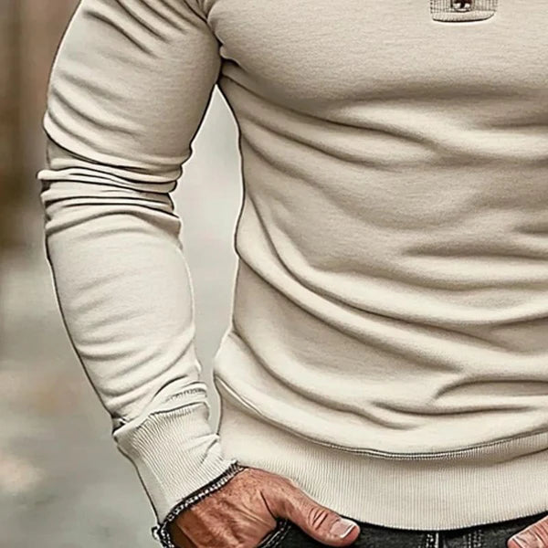 Men's Casual Solid Color Stand Collar Sweatshirt