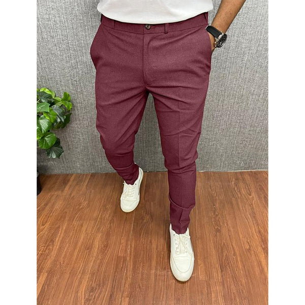 Solid Color Casual Slim Straight Pants