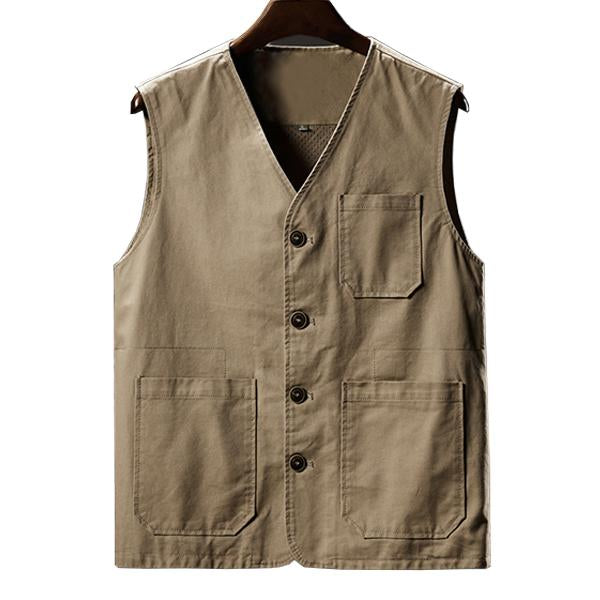 men's-cotton-v-neck-single-breasted-vest