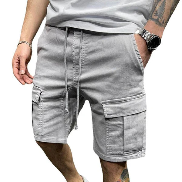 Men's Casual Solid Color Multi-pocket Cargo Shorts