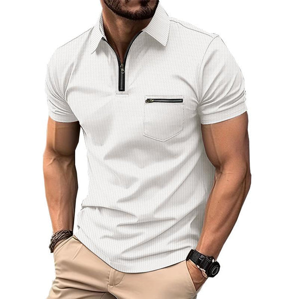 Solid Waffle Button Henley Neck Sports Polo Shirt