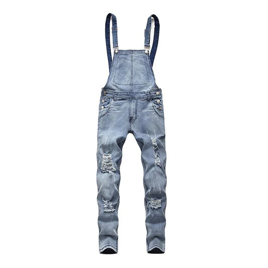 Vintage Washed Ripped Denim Overalls