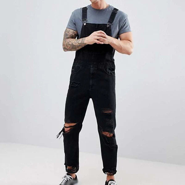 Fashion Ripped Denim Overalls