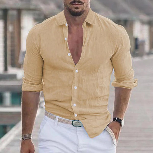 Casual Solid Color Lapel Long Sleeve Shirt