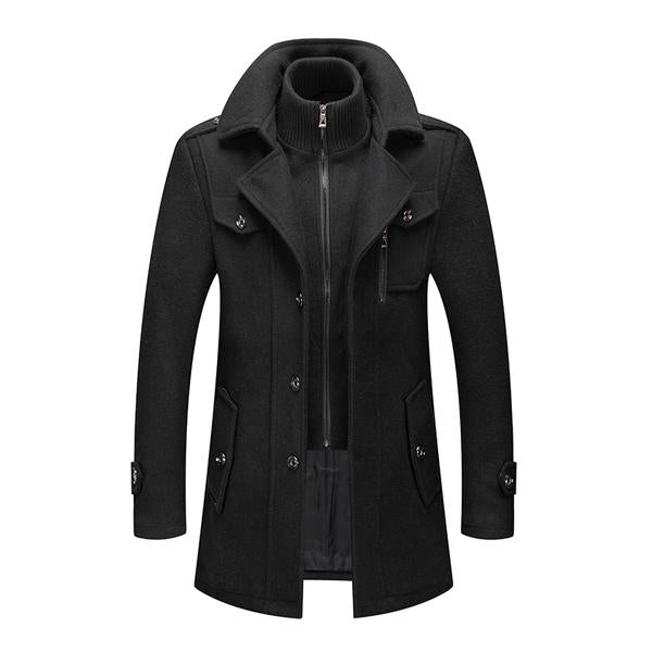Retro Double Collar Woolen Coat - DUVAL
