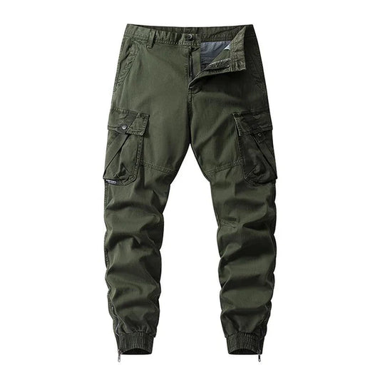 Casual Washed Cotton Slim Fit Multi-Pocket Cargo Pants