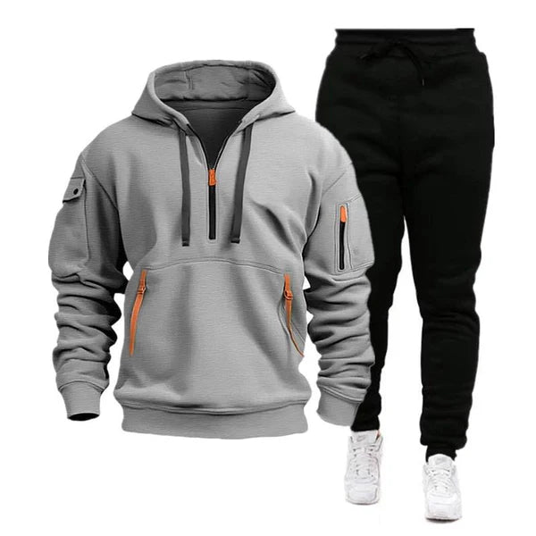 Casual Zipper Collar Loose Long-sleeved Sports Hoodie Sweatpants Set