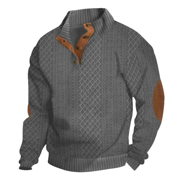 Outdoor Stand Collar Long Sleeve Jacquard Knitted Pullover Sweatshirt