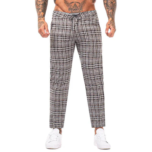 Retro Casual Plaid Straight Pants