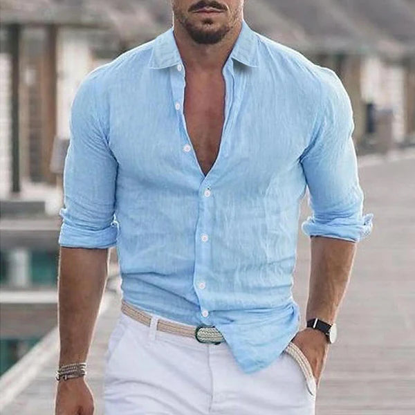 Casual Solid Color Lapel Long Sleeve Shirt