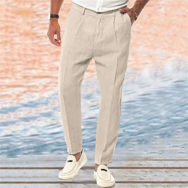 Solid Color Linen Outdoor Loose Straight Pants