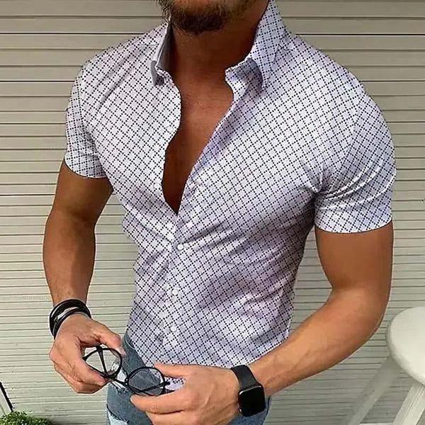 Casual Printed Lapel Short Sleeve Shirt