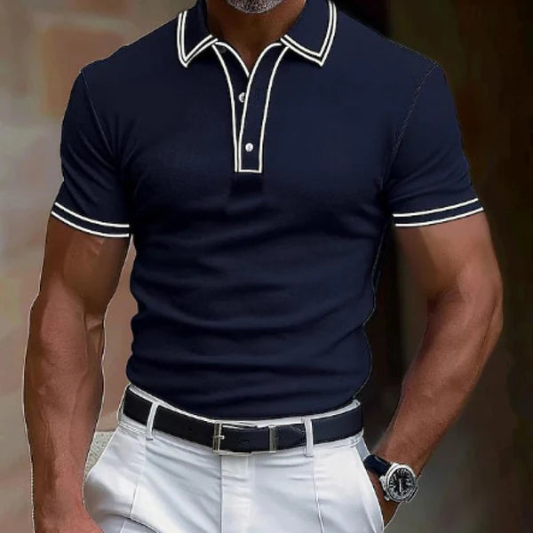 Casual Lapel Slim Fit Short Sleeve Polo Shirt - DUVAL