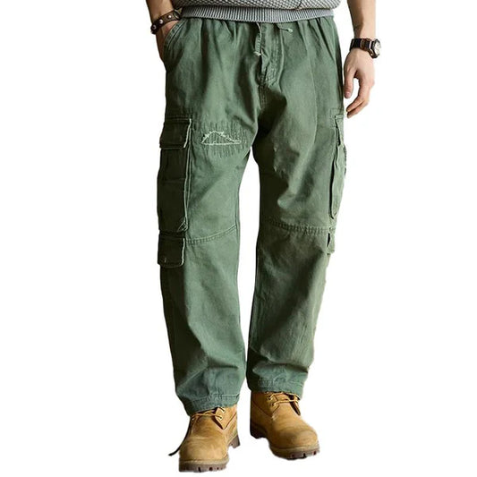 Vintage Solid Color Multi-Pocket Cargo Pants