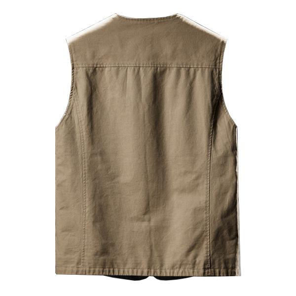 Cotton V-neck Single Breasted Vest